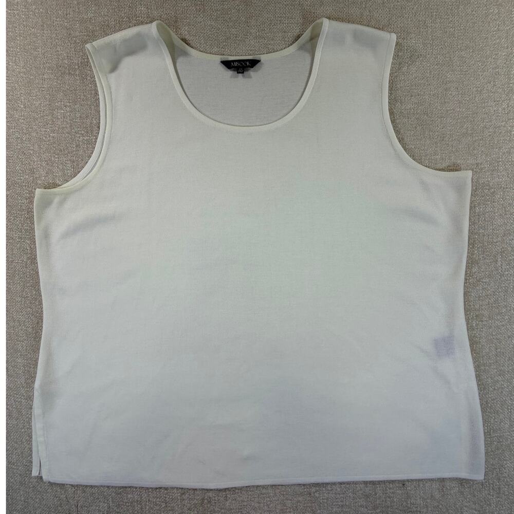 Misook Womens 2X White Knit Sweater Tank Sleeveless Top Classic Career Lagenlook